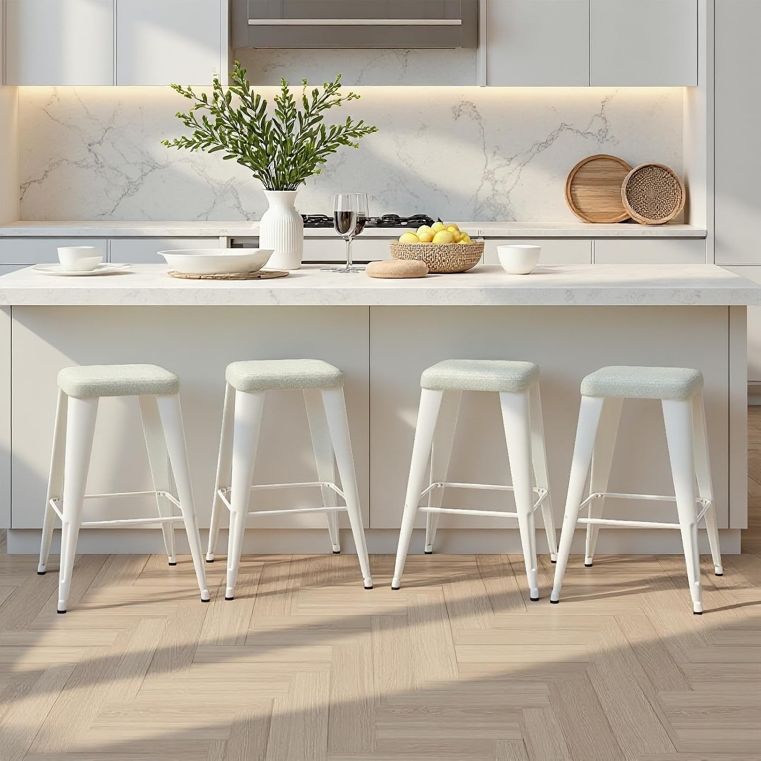 Home Bar Stools - ชุดเก้าอี้บาร์ 4 ตัว, เก้าอี้บาร์สูงระดับเคาน์เตอร์ 26 นิ้ว