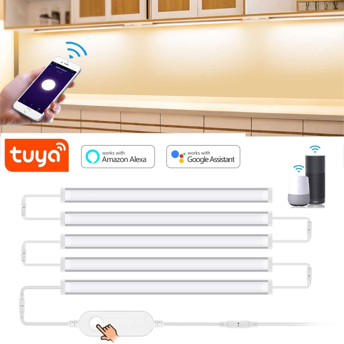 Home Bar And Cabinet - 1-5ชิ้น Tuya ไฟ LED ใต้ไฟตู้อัจฉริยะสำหรับตู้เสื้อผ้าแสงไฟตู้เสื้อผ้าทำงานร่วมกับ Alexa
