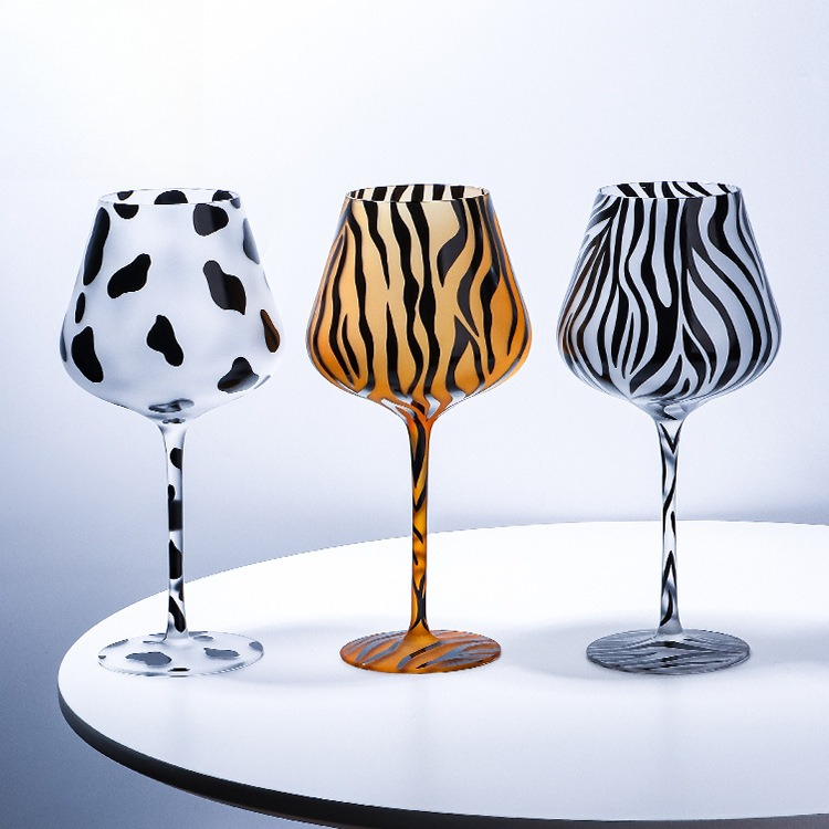 Highball Glass Set - Creative Painted Tiger Leopard Highball แก้วคริสตัลใช้ในบ้านการ์ตูนถ้วยนม