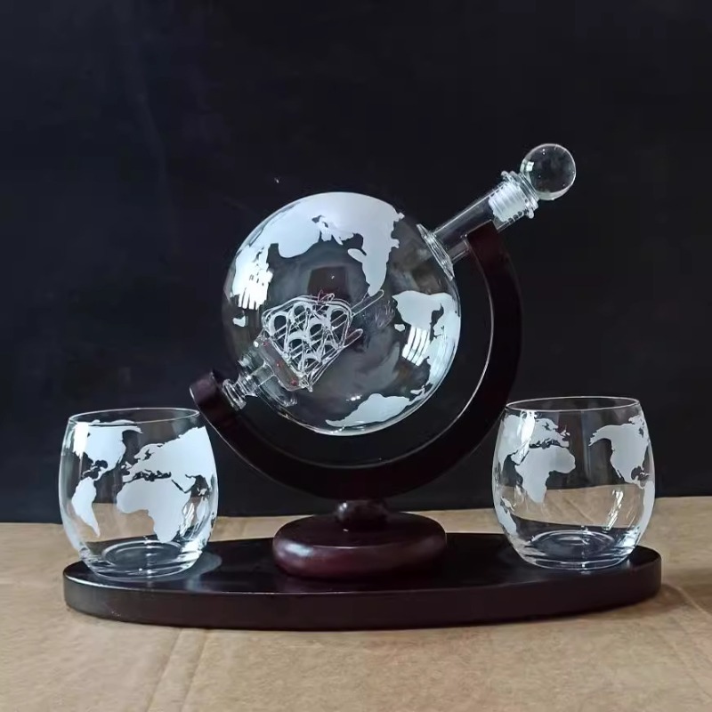 ชุดขวดเหล้ารูปโลกพร้อมขาตั้งไม - Decanter Globe Set บทวิจารณ์และราคา