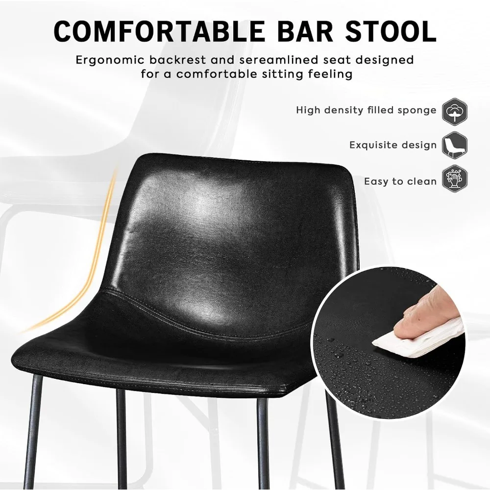ชุดเก้าอี้บาร์หนังเทียมสีดำขนา - Home Bar Stools บทวิจารณ์และราคา