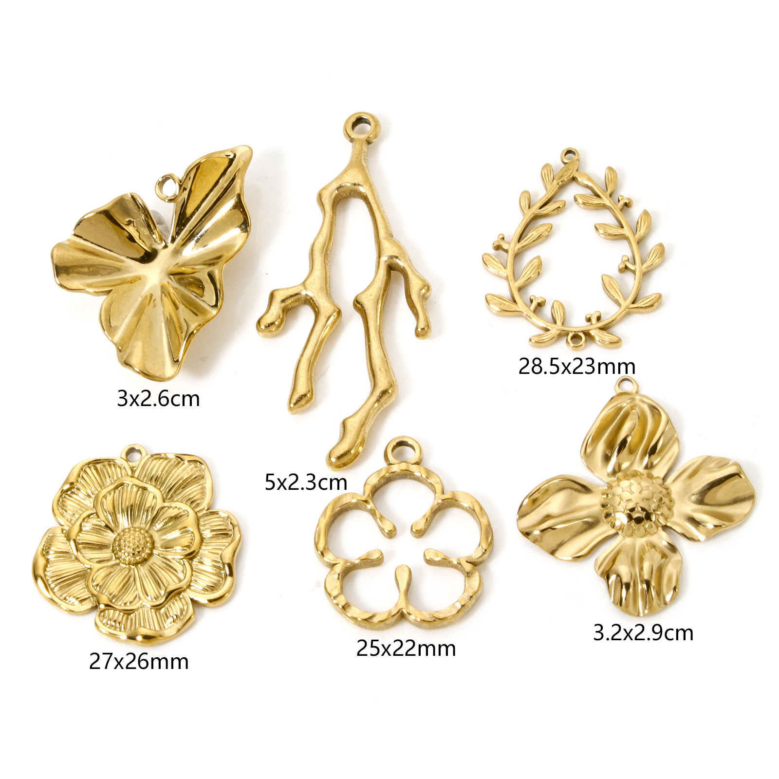 2 PCs 304 สแตนเลส Flora Charms - Bar Cart Gold บทวิจารณ์และราคา