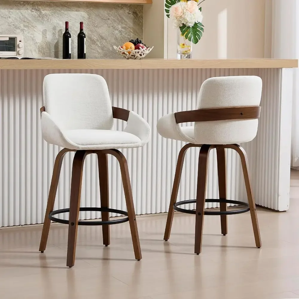 เก้าอี้บาร์หมุนได้ผ้าสีเบจพร้อ - Home Bar Stools บทวิจารณ์และราคา
